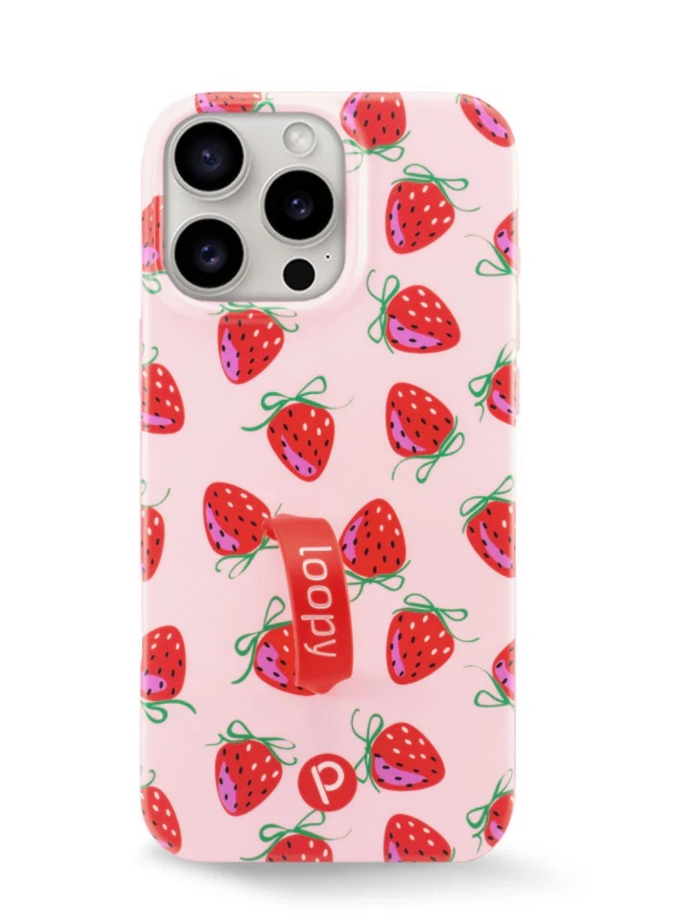 🍓 Loopy iPhone 14 Pro Max Righty Case | Strawberry Print + Matching Pouch